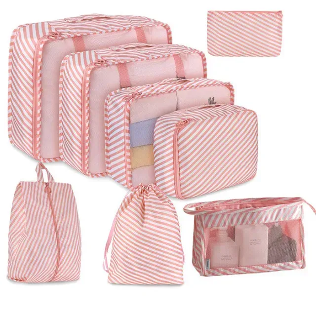 Set of 8 large-capacity organizational bags for clear luggage