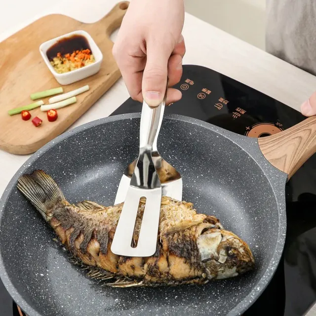 Steakovač a klip na steak z nerezové oceli - grilovací obracečka na ryby