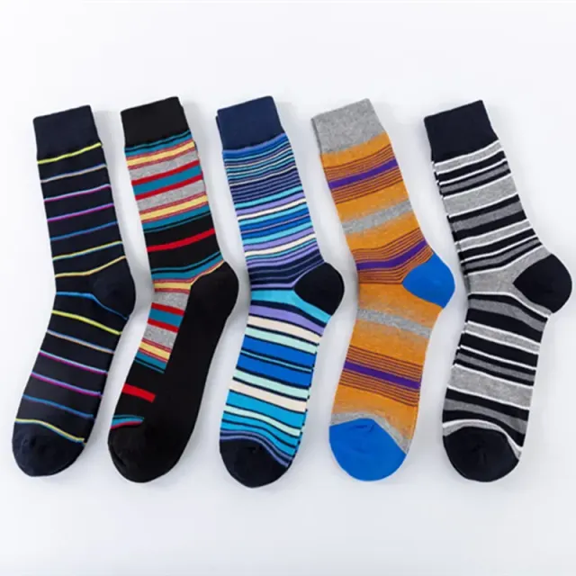 5 pairs of modern high socks with flexible hem with striped design in size 38 - 46