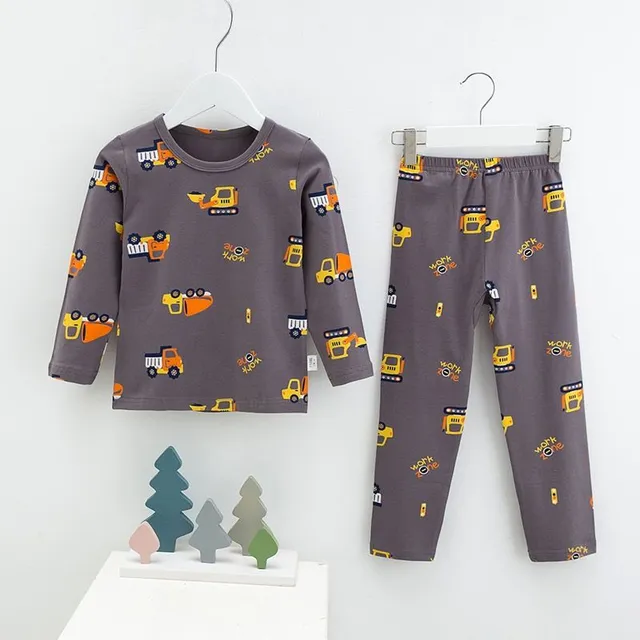 Winter pajama set with cartoons for children with warm cotton lining