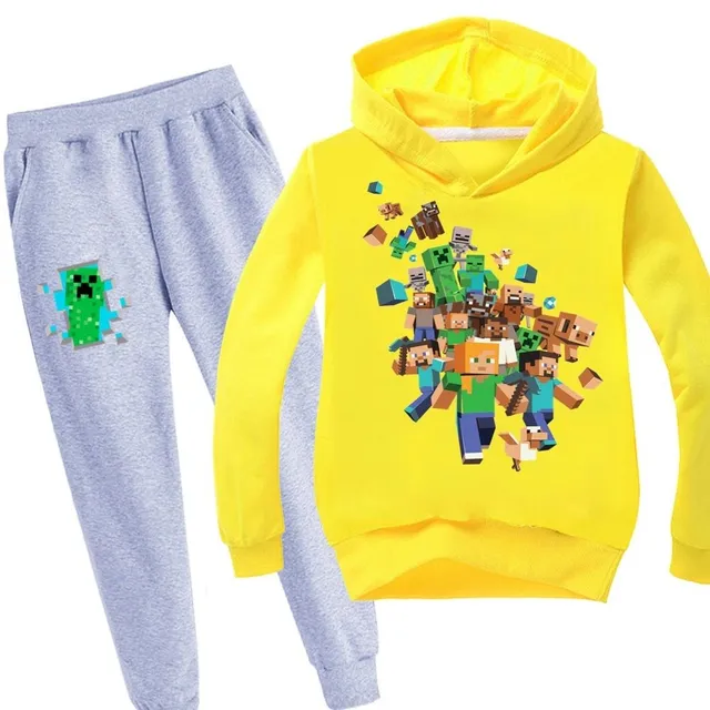 Stylish tracksuit with the motif of the computer game Minecraft