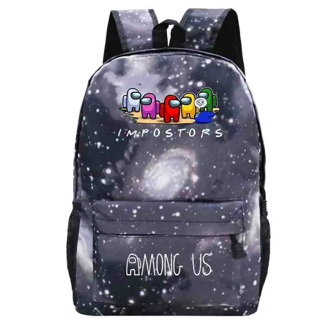 School backpack printed with Among Us characters