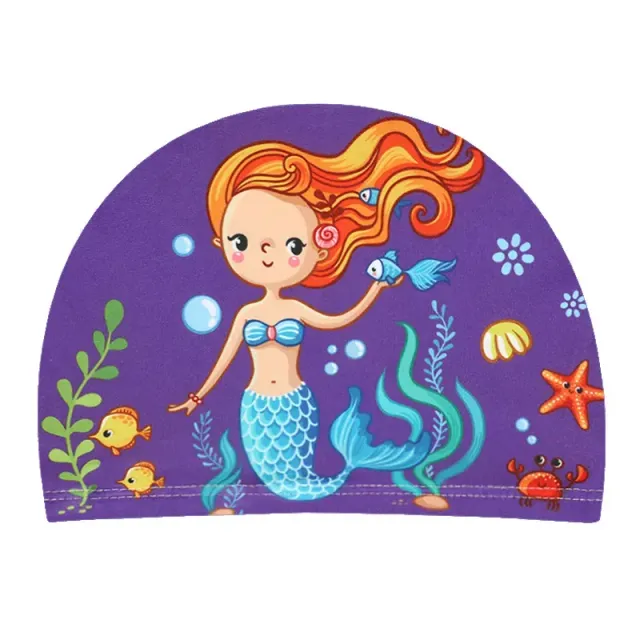 Căciulă de înot pentru copii cu un motiv desenat drăguț pentru protecția urechilor și a părului copiilor în timpul înotului - unisex