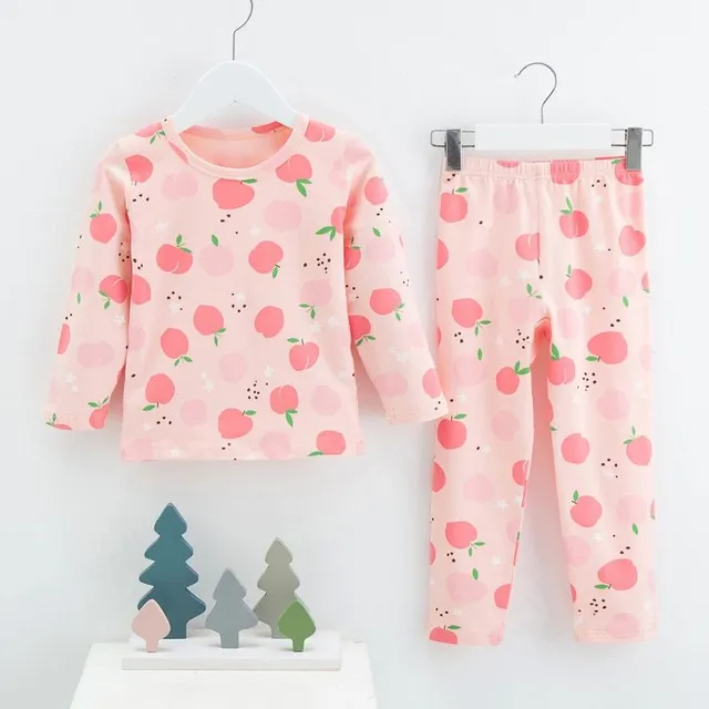 Winter pajama set with cartoons for children with warm cotton lining