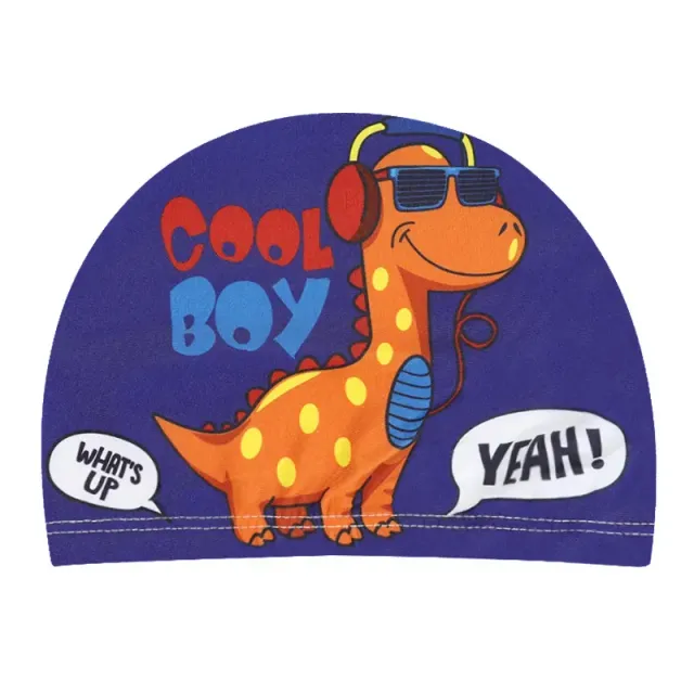 Baby swim hat with cute cartoon motif for protection of children's ears and hair while swimming - unisex