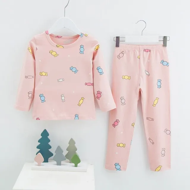 Winter pajama set with cartoons for children with warm cotton lining