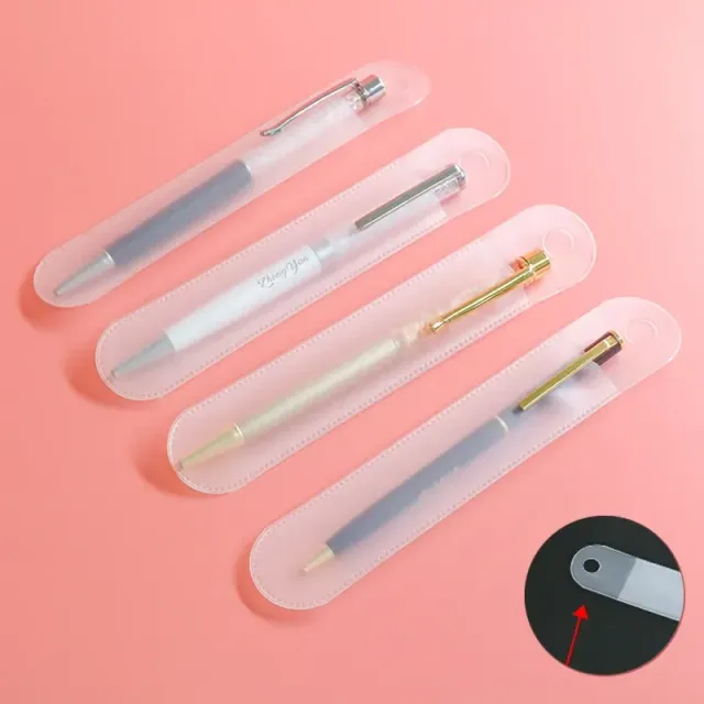 Universal set of 5 transparent plastic pencil cases with matte surface