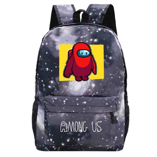 School backpack printed with Among Us characters