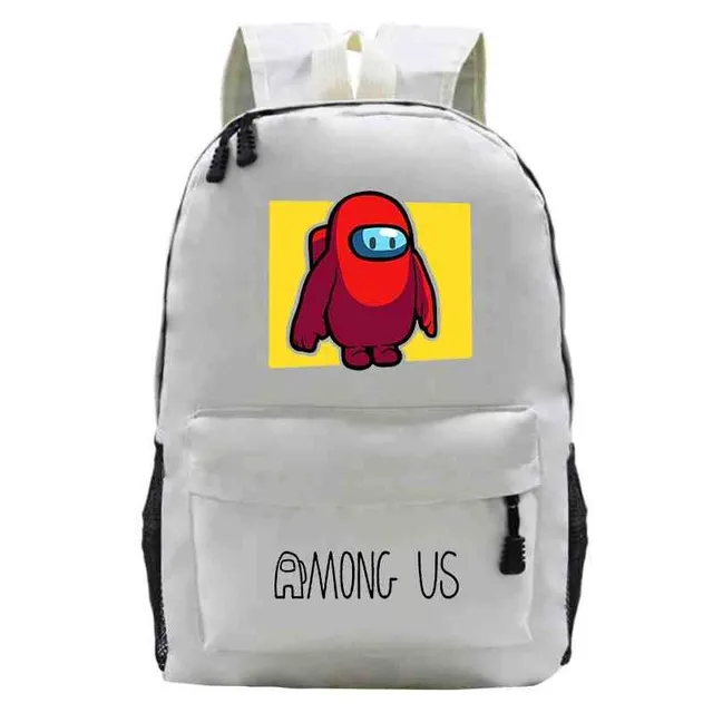 School backpack printed with Among Us characters