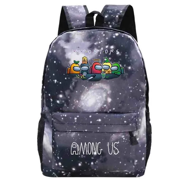 School backpack printed with Among Us characters