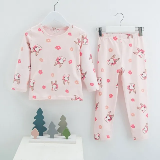 Winter pajama set with cartoons for children with warm cotton lining