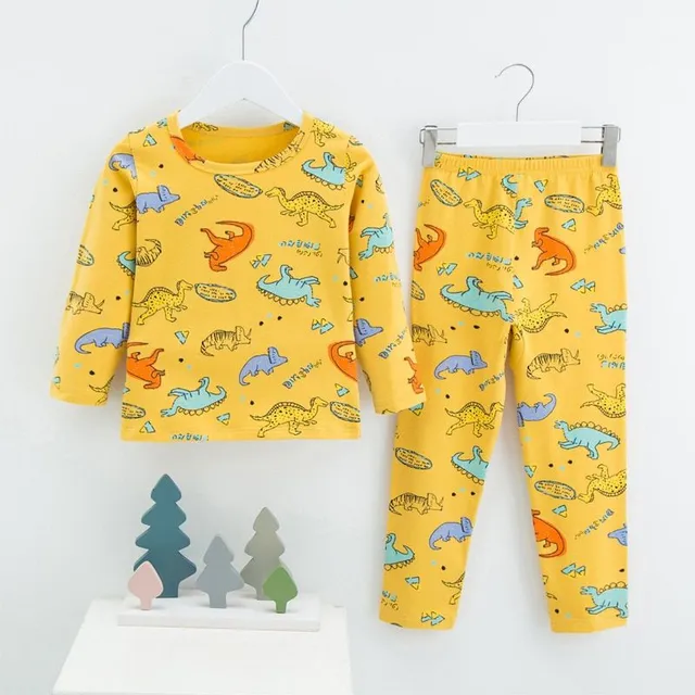 Winter pajama set with cartoons for children with warm cotton lining