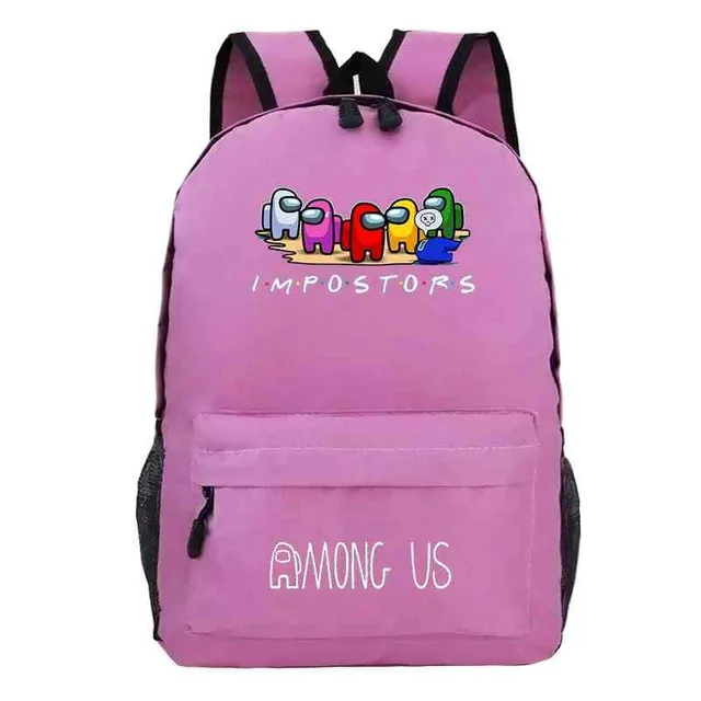 School backpack printed with Among Us characters