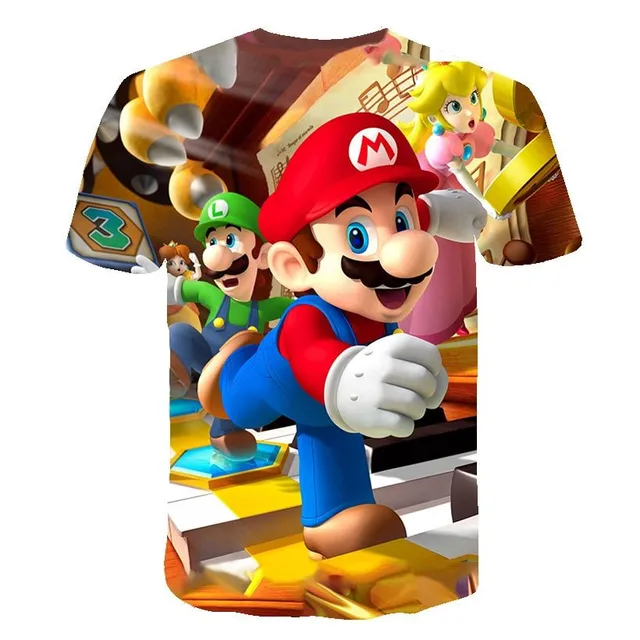 Piękna koszulka dziecięca z drukiem 3D Mario