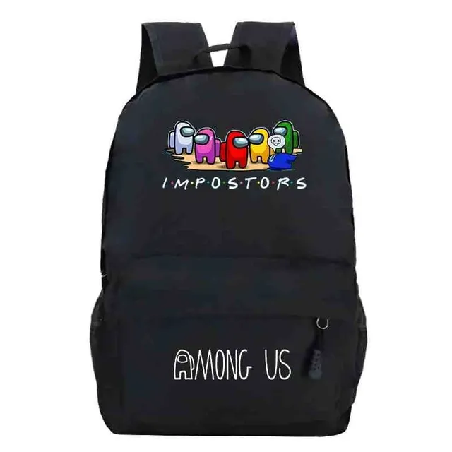 School backpack printed with Among Us characters