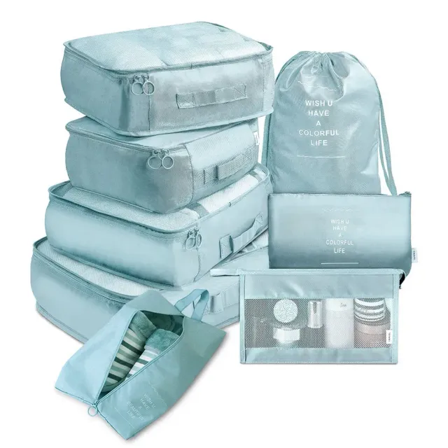 Set of 8 large-capacity organizational bags for clear luggage