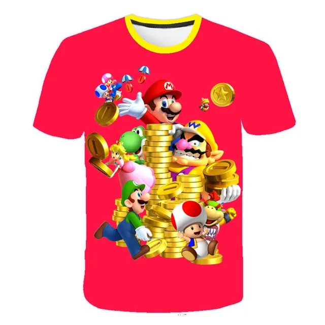 Piękna koszulka dziecięca z drukiem 3D Mario