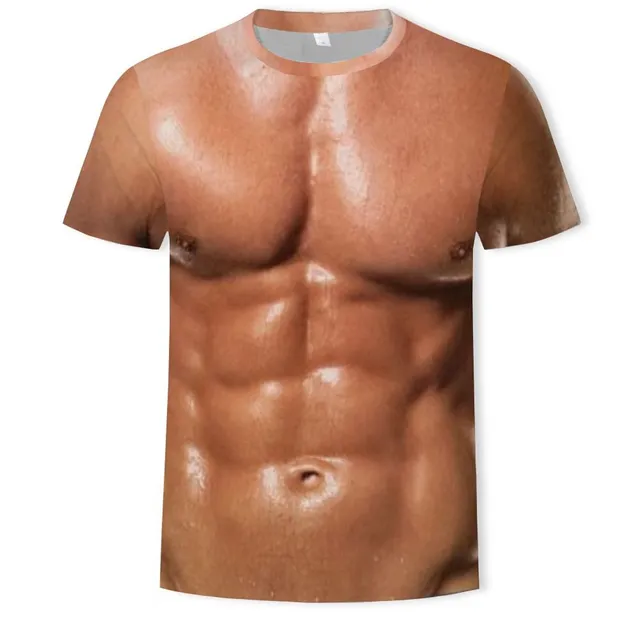 Men's original T-shirt with muscle motif and short sleeves - more variants