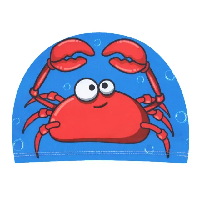 Baby swim hat with cute cartoon motif for protection of children's ears and hair while swimming - unisex