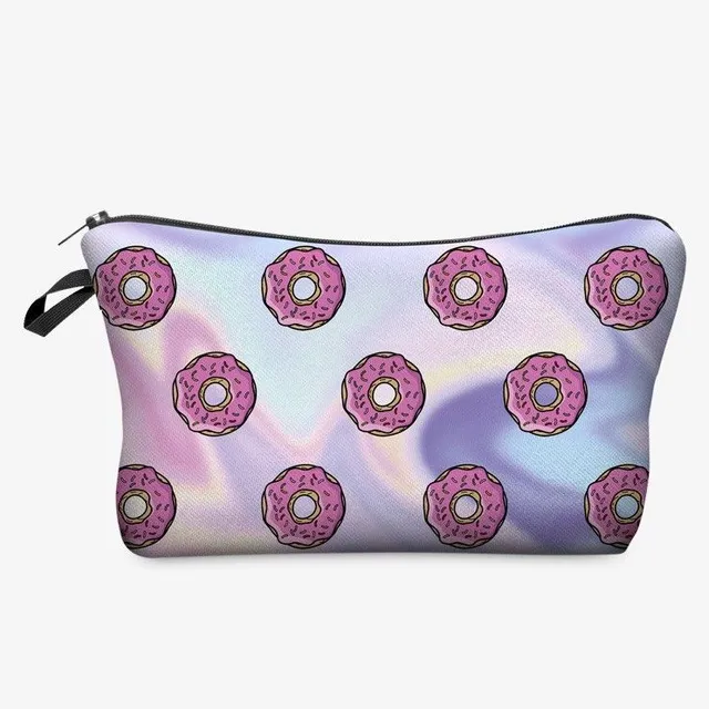 Holographic cosmetic bag with donuts