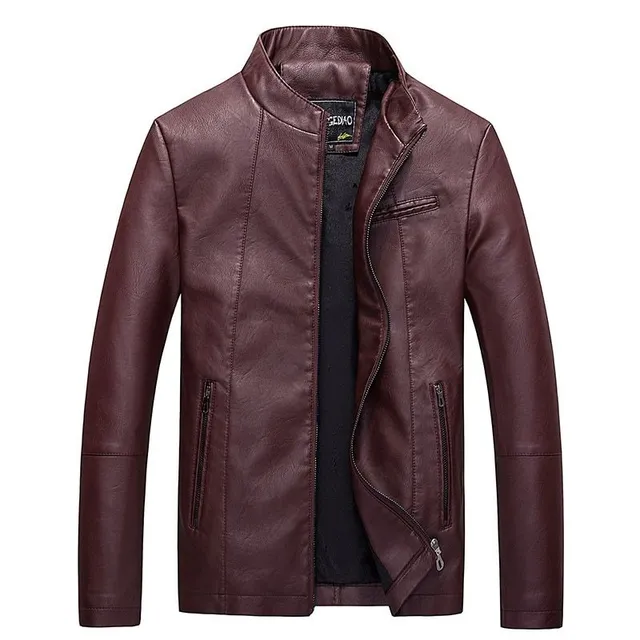 Motorcycle artificial leather jacket for men with warm lining