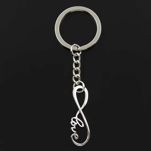 Fashion chain Infinity Love 39x15mm with keychain 30mm in antiquarian bronze and silver color for men