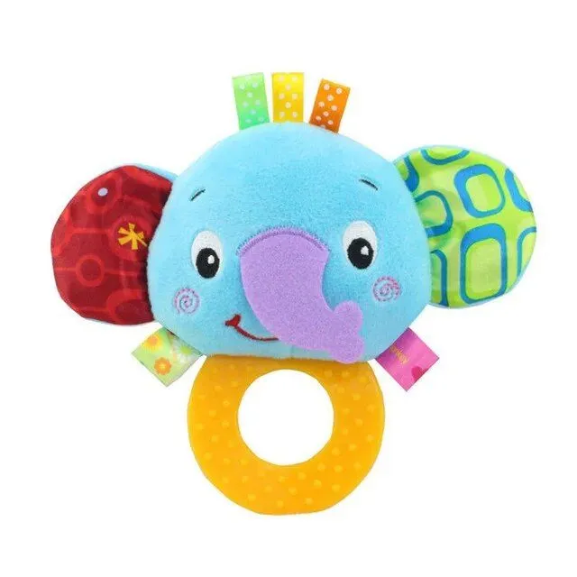 Newborn soft baby rattle with pictures of animals - rings for toddlers and infants, baby