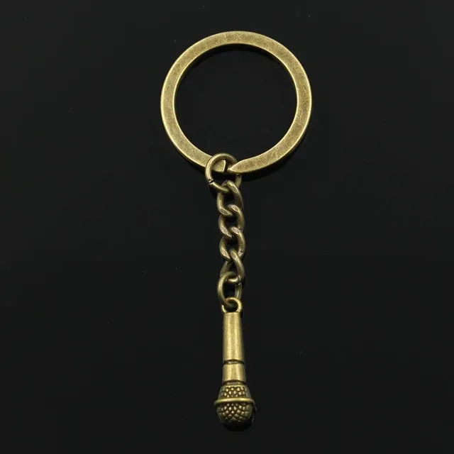 Nový módní pánský přívěsek na klíče s mikrofonem ve vintage stylu - starožitná bronzová nebo stříbrná barva
