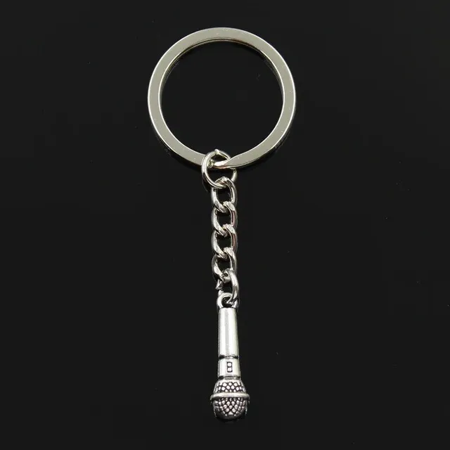 New fashion men's keychain with microphone in vintage style - antique bronze or silver color