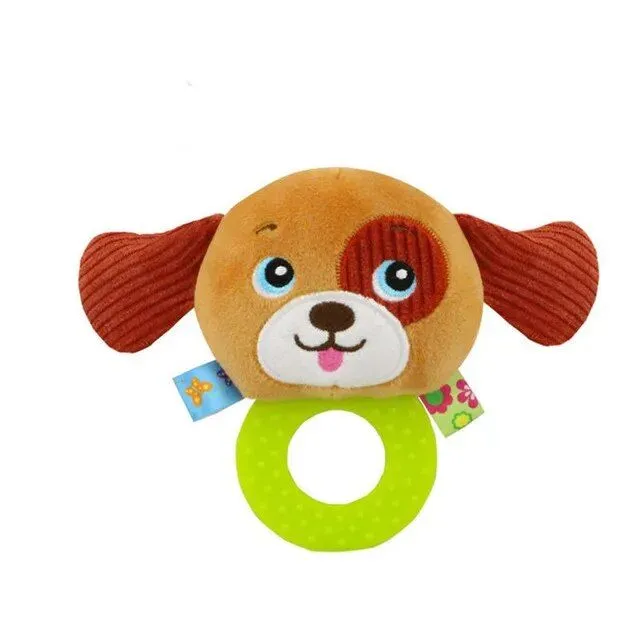 Newborn soft baby rattle with pictures of animals - rings for toddlers and infants, baby