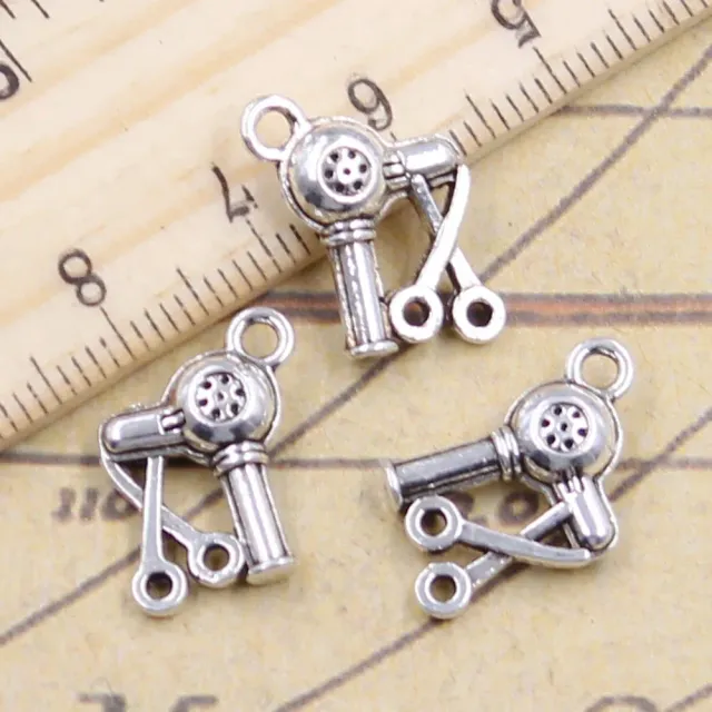 20 pieces of stylish pendants in the hair dryer and scissors motif - suitable for making your own jewelry