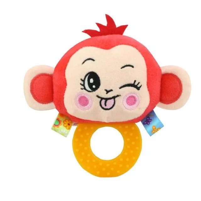 Newborn soft baby rattle with pictures of animals - rings for toddlers and infants, baby