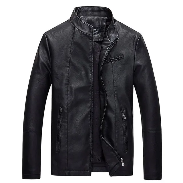 Motorcycle artificial leather jacket for men with warm lining