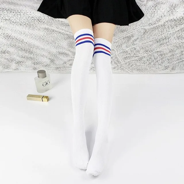 Women's knee socks with stripes Mia