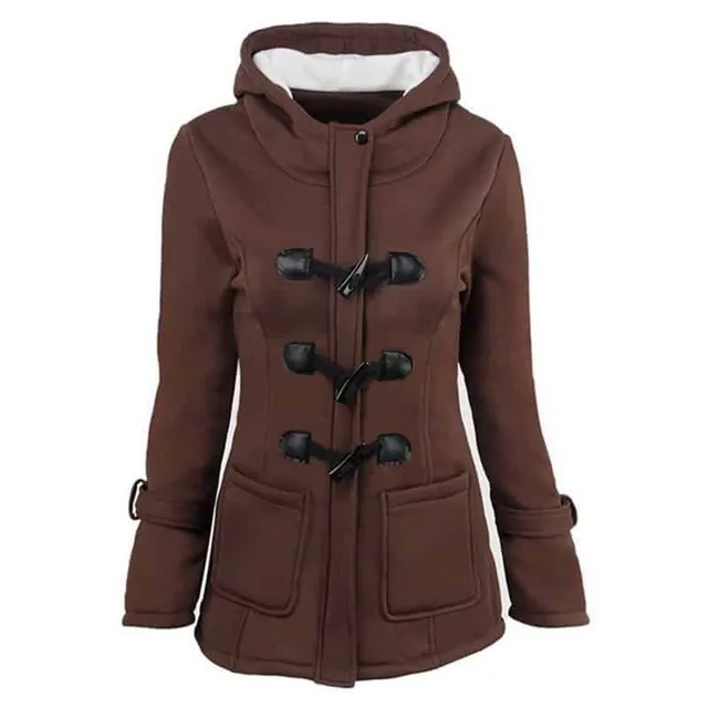 Elegant women's coat with hood SAYNOMORE