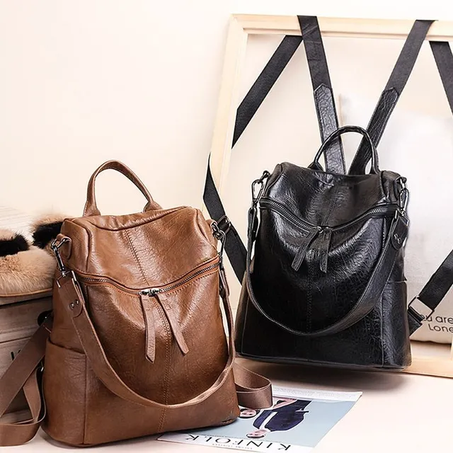 Women's soft PU leather backpack