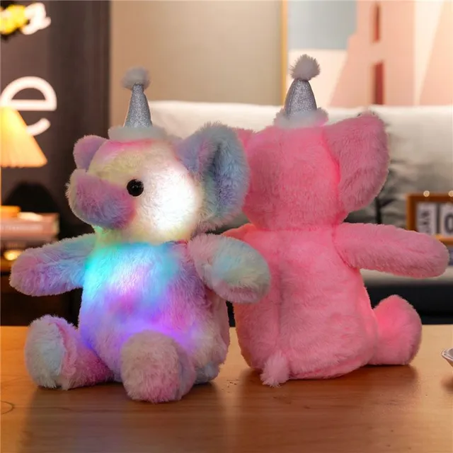 Éléphant en peluche mignon avec lumière LED pour enfants - 25 cm