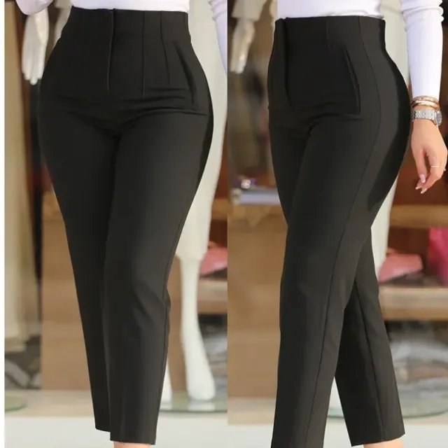 Elegant high-waisted trousers for women, monochrome and suitable for everyday wear