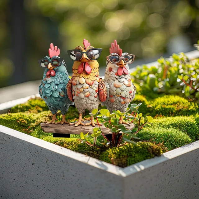 Trio de poussins avec lunettes - enseigne décorative boho