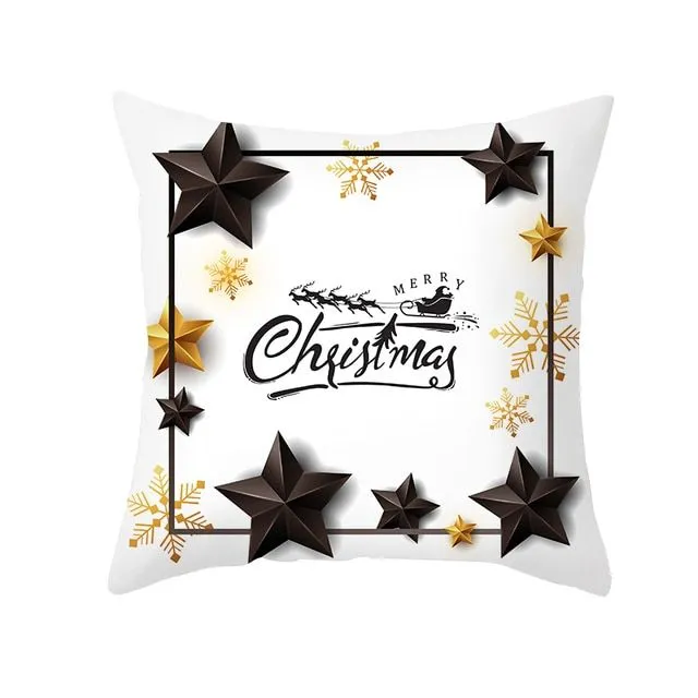 Černý povlak na polštář s vánočním motivem