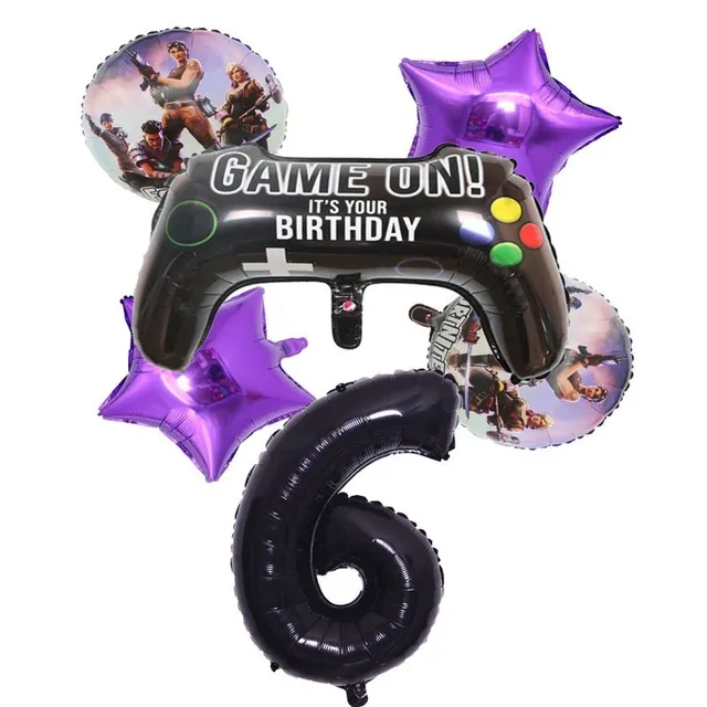 Stylish birthday decoration with the theme of the favorite games Fortnite - a set of balloons