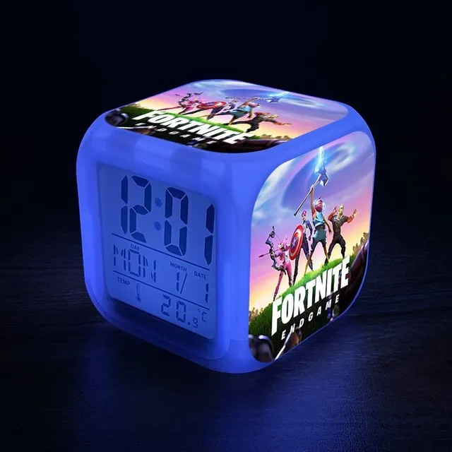 Ceas de alarmă de iluminat original cu motive de calculator jocuri Fortnite 27-no-box