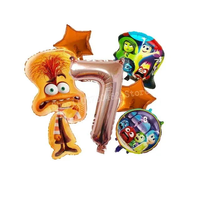 Ensemble de ballons d'anniversaire en aluminium avec numéro - personnages du film Vice-Versa 2