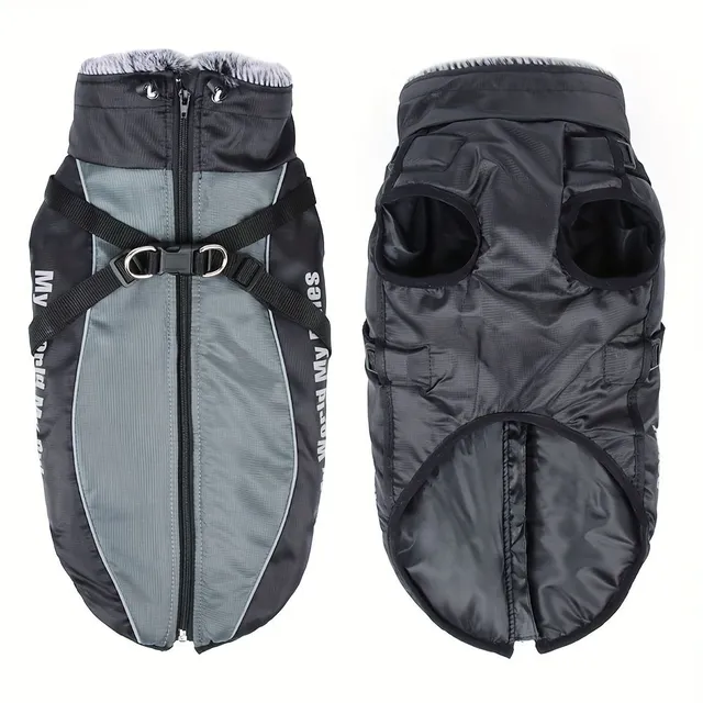 Winter waterproof suit for large dogs with reflective elements