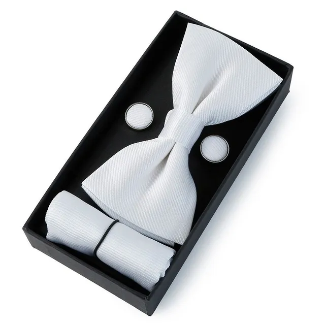 Men's bow tie, handkerchief and cuff links Augustine