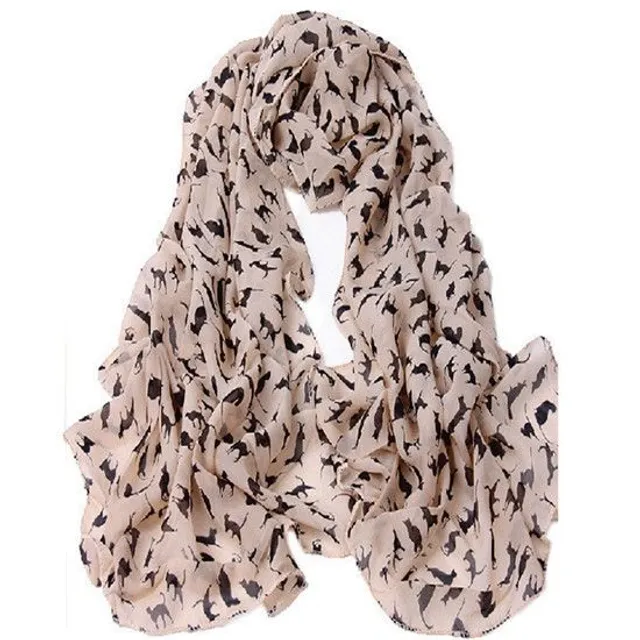 Women's scarf with cat motif - 3 colors