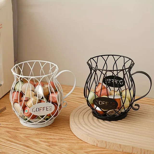 Scandinavian inspired metal coffee capsule holder - elegant stand for home & café display snacks