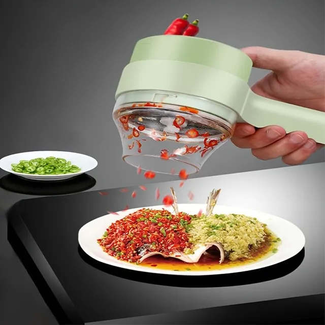 Elektrický mini sekáček - Ruční kráječ na zeleninu, maso, papriku, chilli, cibuli, celer - Bezdrátový a přenosný