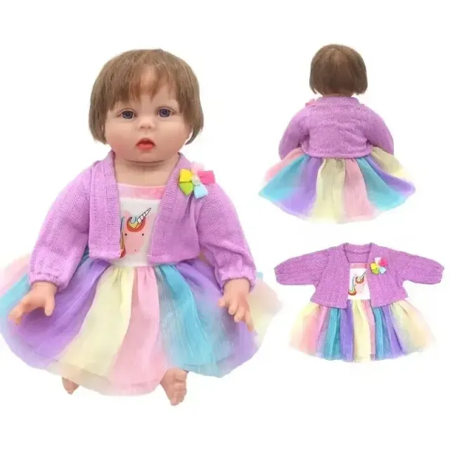 Clothing for baby doll 55 cm large - Set of dresses and socks