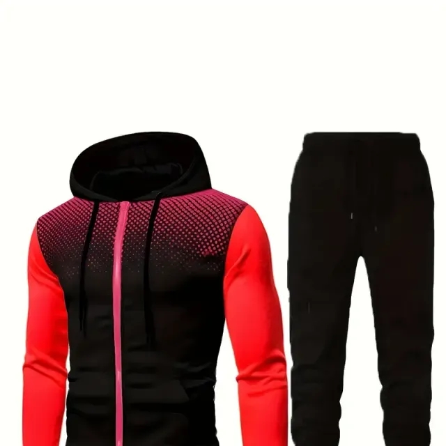 Classic Men's Athletic Kit Two-piece Wardrobe Sets Common Mikins Na Zip With Long Sleeve Kit Set with Hood and Jogging Pants Pro Exercise in Gym Run